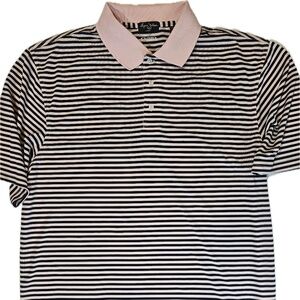 Byron Nelson Polo Shirt Mens XL Pink Black Striped DriWay Golf Short Sleeve‎